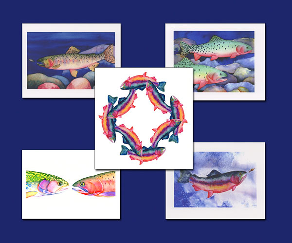 Gone Fishing watercolor note cards