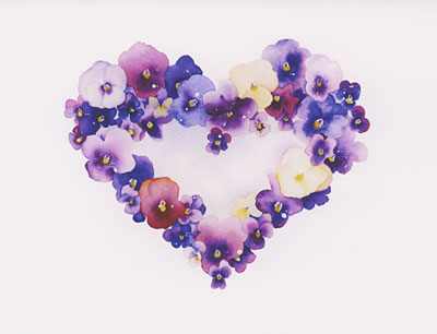 Pansy Heart watercolor note cards