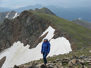 Patsy Barry hiking in the Rockies